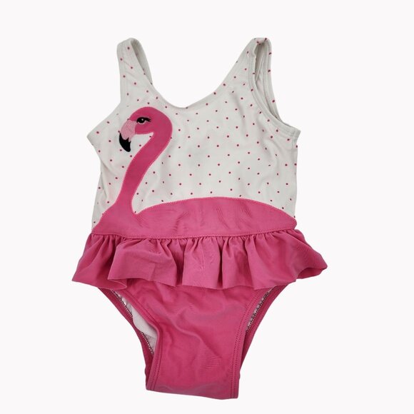 Baby Gap Flamingo One Piece Swimsuit 12-18 Months White Pink NWOT - Picture 1 of 6